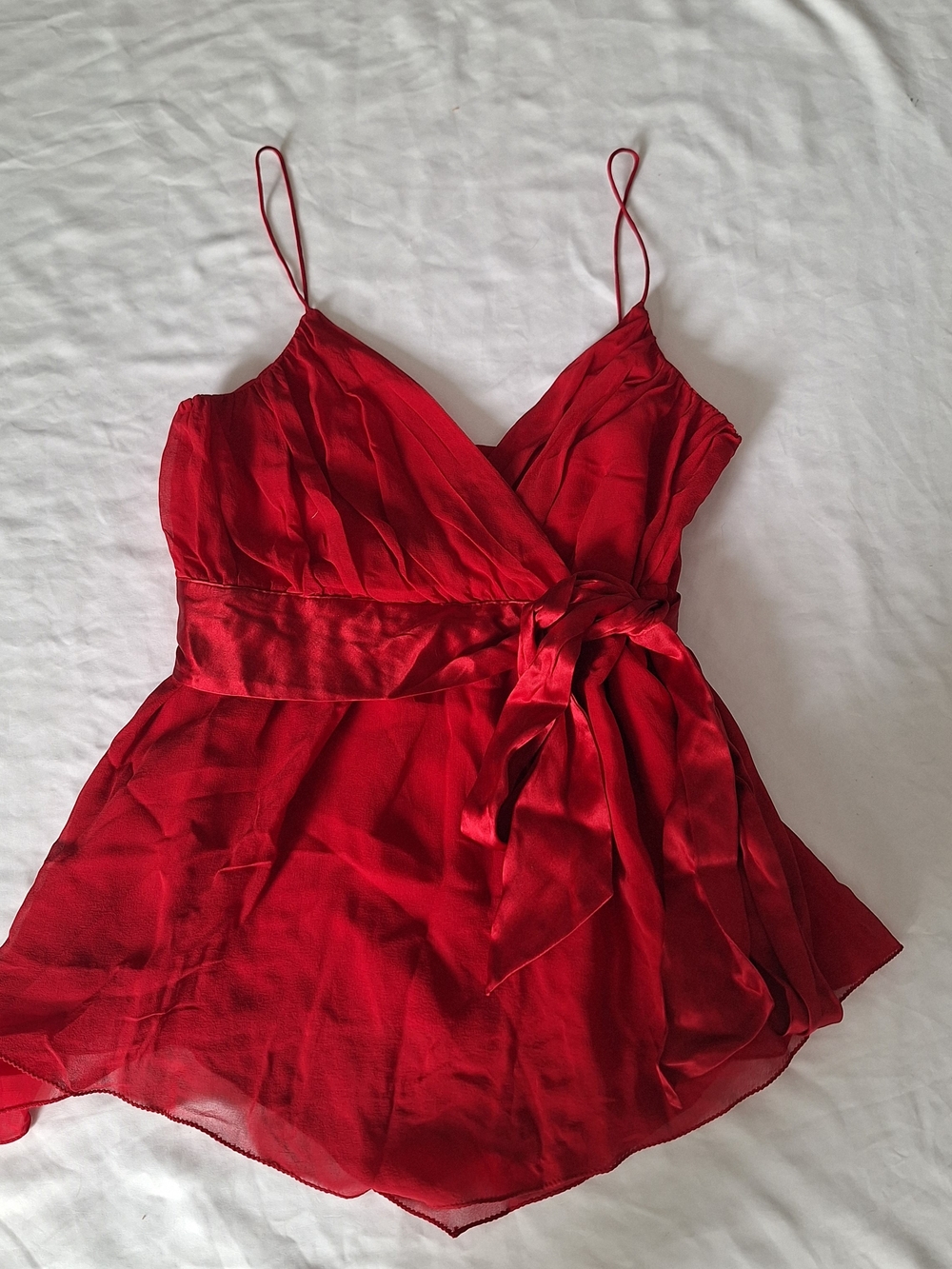Y2K The Limited Red Women's Satin Top With Side Zipper XS